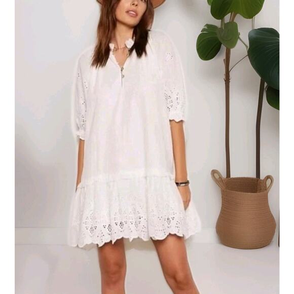 Tart Collections Dresses & Skirts - NWT Tart Mia White Eyelet Dress Women L Peasant Dainty Cotton Cottagecore